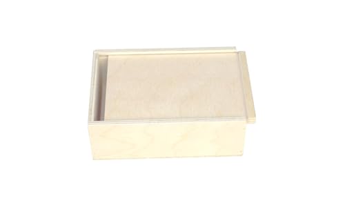 Schiebekiste - Geschenkbox Holz - Aufbewahrungsbox für Geschenke - ideale Geschenkbox - Holzkiste mit Deckel - Holzbox aus Birkensperrholz - Werkzeugkiste (160 x 110 x 50 mm) von KF-Holz