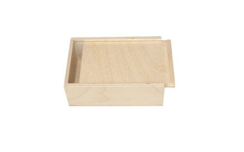 Schiebekiste - Geschenkbox Holz - Aufbewahrungsbox für Geschenke - ideale Geschenkbox - Holzkiste mit Deckel - Holzbox aus Birkensperrholz - Werkzeugkiste - Weinkiste (145 x 95 x 45 mm) von KF-Holz