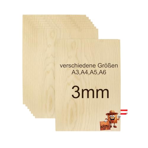 KF-Holz 5 Sperrholzplatten Birke (20x:30cm,3mm) - Hochwertige Multiplex Platten für Bastelarbeiten, Holzzuschnitte, Modellbau von KF-Holz