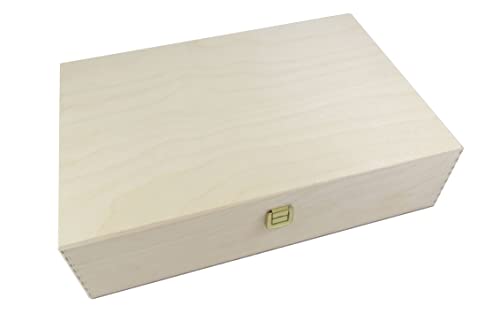 Weinkiste - Klappkiste - Geschenkbox Holz - Aufbewahrungsbox für Geschenke - ideale Geschenkbox - Holzkiste mit Klappdeckel - Holzbox aus Birkensperrholz - Werkzeugkiste (360 x 240 x 90 mm) von KF-Holz