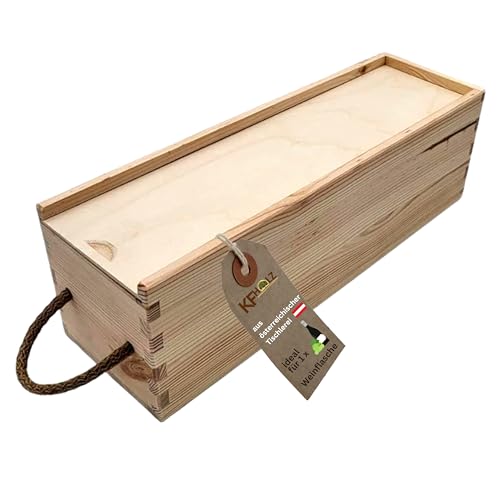 rustikale Holzbox - Geschenkbox Holz - Aufbewahrungsbox für Geschenke - ideale Geschenkbox - Holzkiste mit Deckel - Werkzeugkiste - Weinkiste (350 x 100 x 110 mm) von KF-Holz