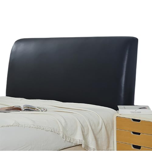 KFBVDR PU-Leder Bett Kopfteil Hussen/Bezug Elastische All-Inclusive Bettkopfteil Hussen Staubdichte Schutzhülle für Schlafzimmer Kopfteil Betthusse für das Kopfteil (Black,200cm(78.74inch)) von KFBVDR