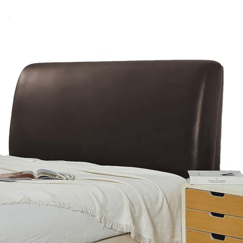 KFBVDR PU-Leder Bett Kopfteil Hussen/Bezug Elastische All-Inclusive Bettkopfteil Hussen Staubdichte Schutzhülle für Schlafzimmer Kopfteil Betthusse für das Kopfteil (Coffee,150cm(59.06inch)) von KFBVDR