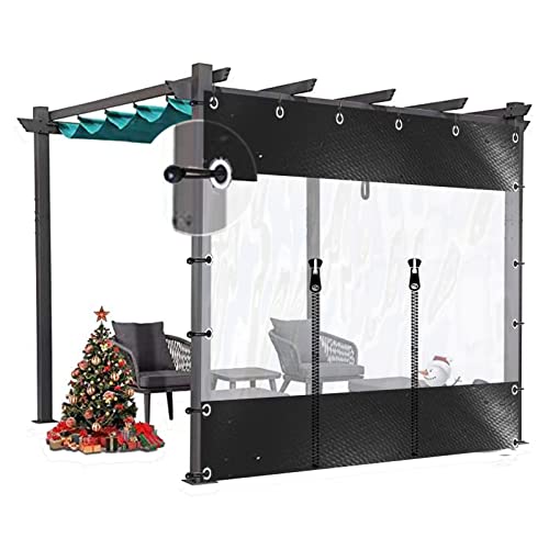 KFDDO Gazebo Tarpaulin Side Panel， Outdoor Clear Waterproof Tarps Curtains with Zipper Door & Elastic Rope for Outdoor, Pergola, Gazebo, Porch(1.6x2.5m/5.2x8.2ft) von KFDDO