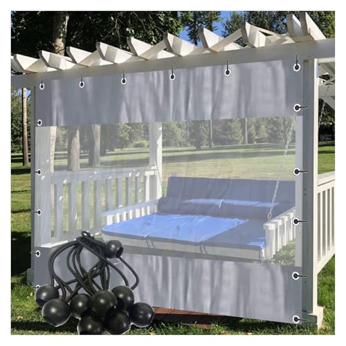 KFDDO Outdoor Curtains 0.5mm, Waterproof Tarp Pavilion Balcony Curtains, PVC Transparent Waterproof with Perforations, Can Be Customized for Porch, Pergola(2.8x2.5m) von KFDDO