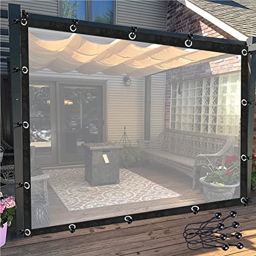 KFDDO wasserdichte Vorhänge im Freien, Anpassbar wasserdichte Seitenteile mit Ösen für Pavillons, Pergola PVC Kunststoff Trennwand Bildschirm(2.5x2m) von KFDDO