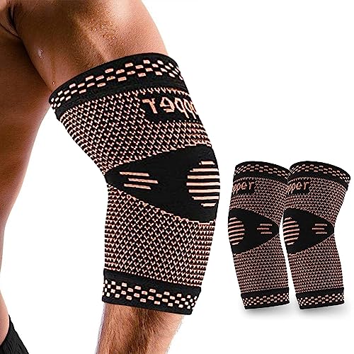 2 Stück Ellenbogenbandage, Professionelle Kupfer Ellenbogenbandage, Tennisarm bandage für Damen Herren, Bandage ellenbogen geeignet Arthritis, Sehnenentzündung, Golfer- Ellenbogen (L) von KFDDRN