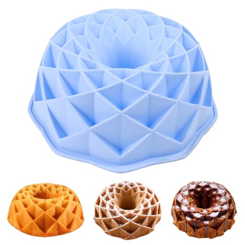 Gugelhupfform Silikon, Gugelhupf Backform Silikon Kuchenform Muffinförmchen Cupcake Wiederverwendbare Reindling Form ø 23cm Für Kuchen, Gelee, Gelatine, Brot von KFDDRN