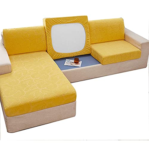 KFDZSW Sofa Sitzkissenbezug Sofa Sitzbezug High Stretch Kissenbezug rutschfest Rückenkissen Husse Überzug Schonbezug Möbelschutz (Gelb,1 Sitzer) von KFDZSW