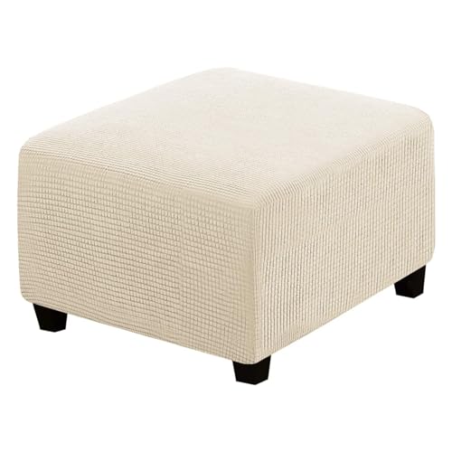 KFDZSW Stretch Ottomane Abdeckung | Fußhocker Abdeckung Mit Elastischen Boden Schutz Abdeckungen | Staubdicht Fußhocker Schutz Für Wohnzimmer (Beige,Extra Groß) von KFDZSW