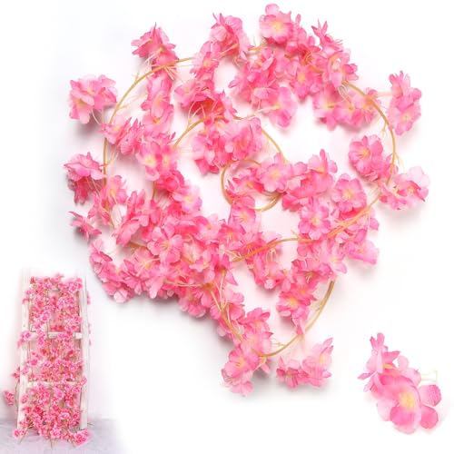 Kirschblüten Deko Girlande, 3 Stück 180cm Kunstblumen Hängend, Blumengirlande Rosa, Blumenranken Künstlich, Kunstblumen Girlande, Künstliche Kirschblüten für Hochzeit, Party, Haus, Garten Dekoration Kirschblüten Deko Girlande, 3 Stück 180cm Kunstblumen Hängend, Blumengirlande Rosa, Blumenranken Künstlich, Kunstblumen Girlande, Künstliche Kirschblüten für Hochzeit, Party, Haus, Garten Dekoration von KFETFE