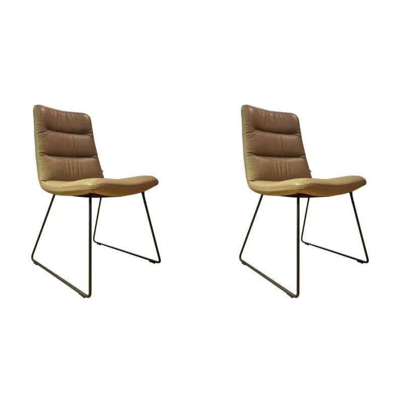 2er Set Stuhl Arva Light Leder Sauvage Schlammgrau 8103 Braun Grau Drahtkufenges... von KFF