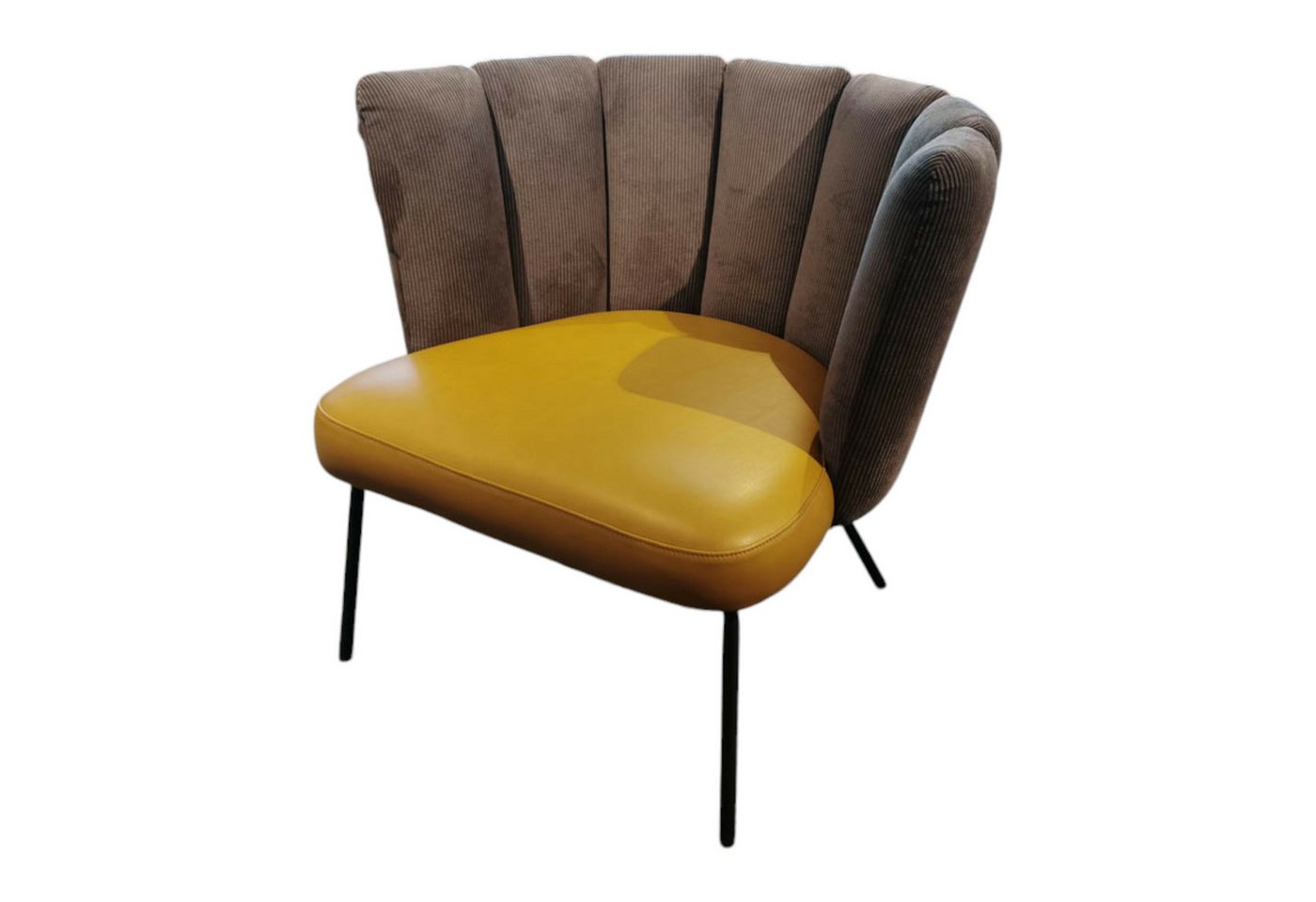 KFF Cocktailsessel Sessel Gaia Lounge Stoff Lisboa Graubraun Leder Sauvage Citrin von KFF