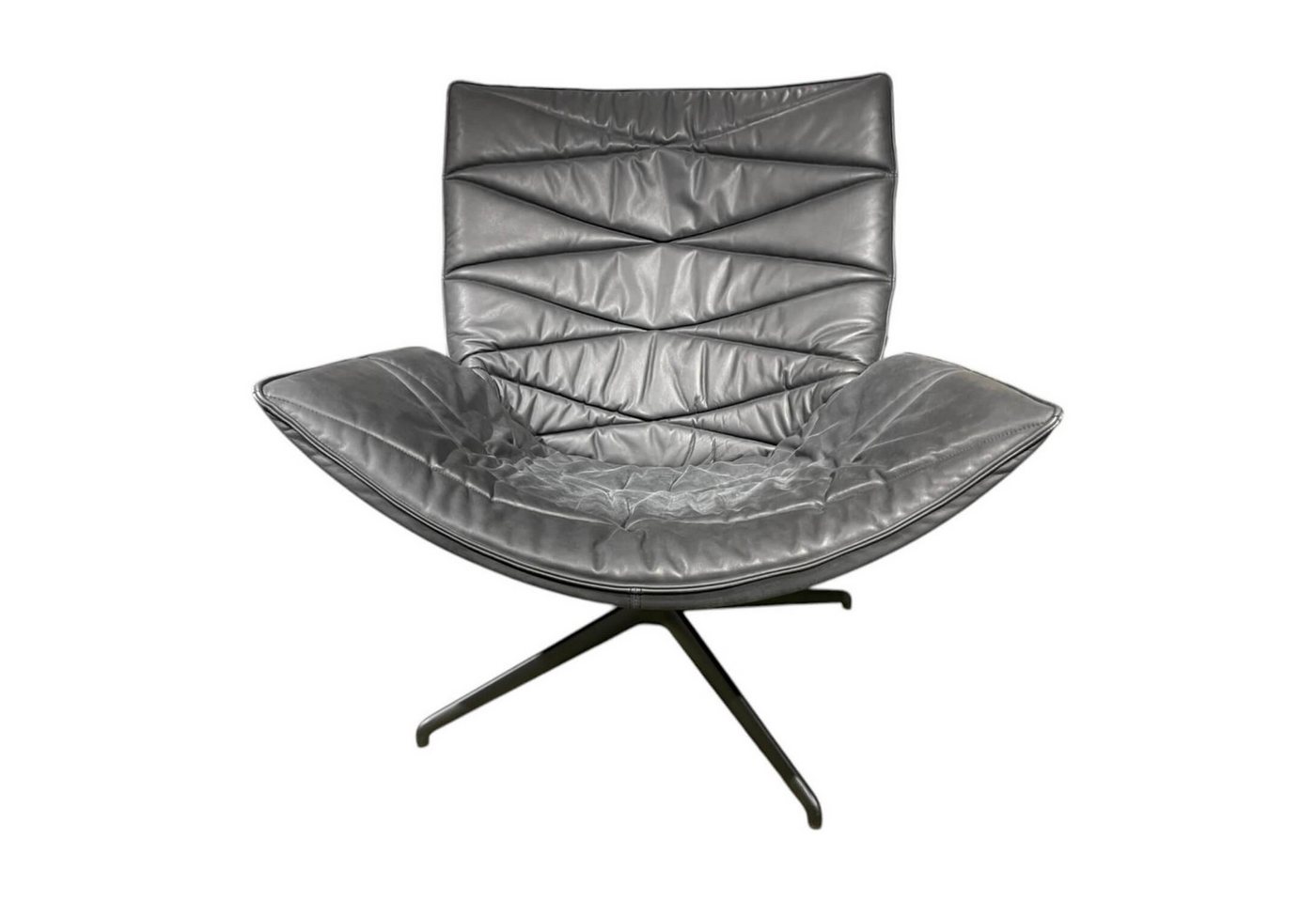 KFF Cocktailsessel Sessel Nest Lounge Leder Silk 185 Smoke Schwarz von KFF