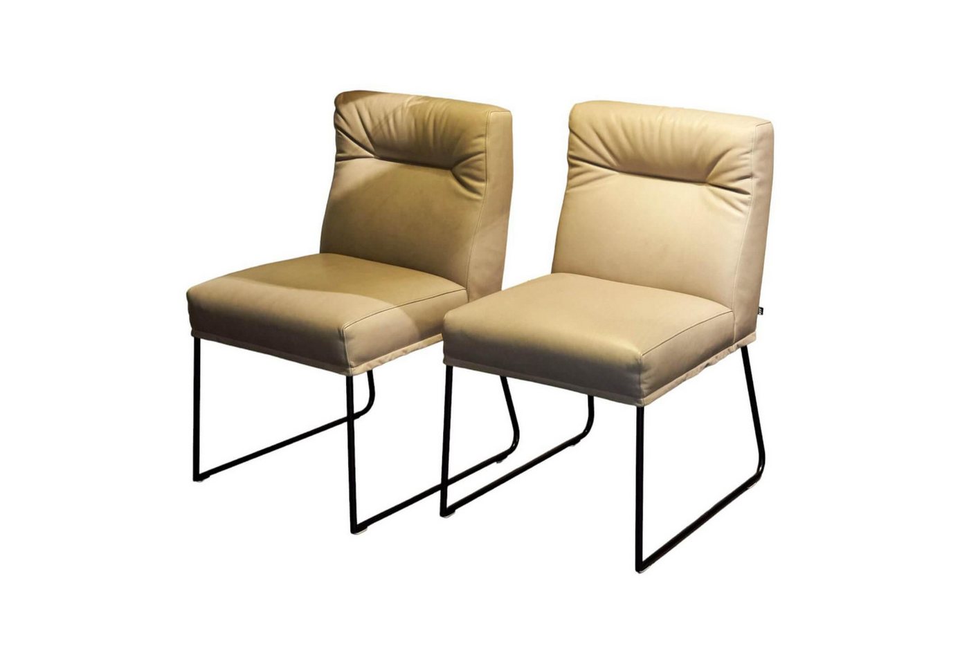 KFF Essgruppe 2er Set Stühle Leder Anilin Steingrau Gestell Schwarz KFF Essgruppe 2er Set Stühle Leder Anilin Steingrau Gestell Schwarz von KFF