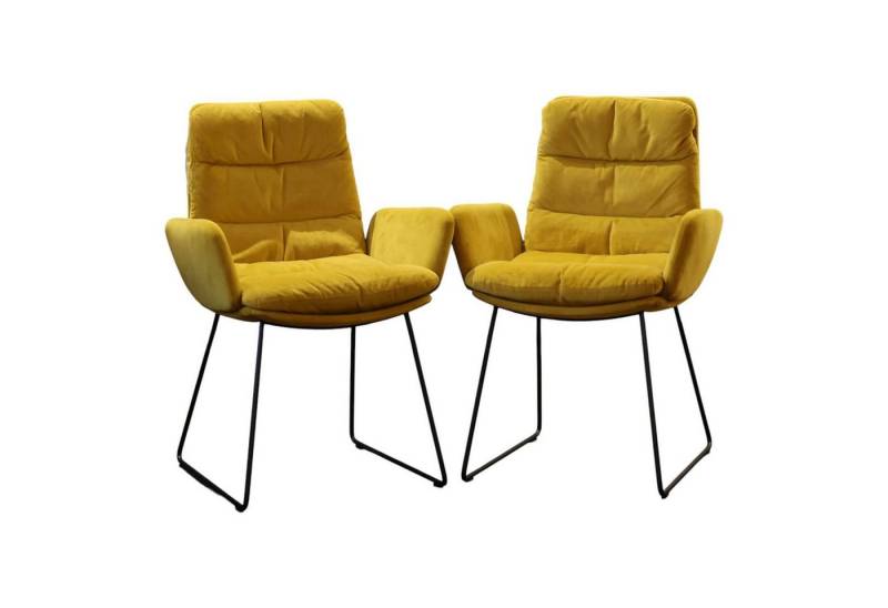 KFF Essgruppe 2er-Set Stuhl Arva Stoff Seven Ocre 23 Gelb Gestell Metall Schwarz von KFF