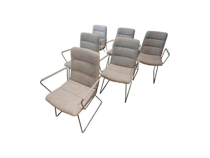 KFF Essgruppe 6er-Set Armlehnstuhl Arva Light Bezug Stoff Hallingdal 116 Grau von KFF