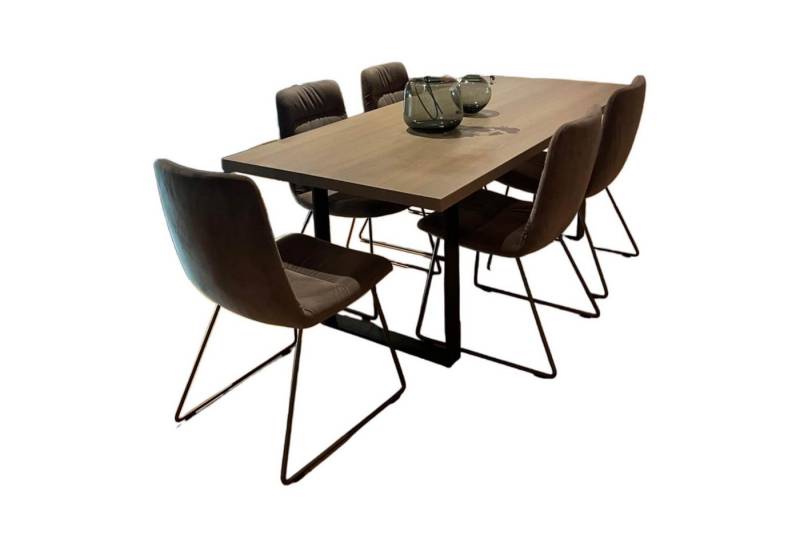KFF Essgruppe Essgruppe 4er-Stuhlset Arva Light Stühle Stoff Seven Liver Braun von KFF