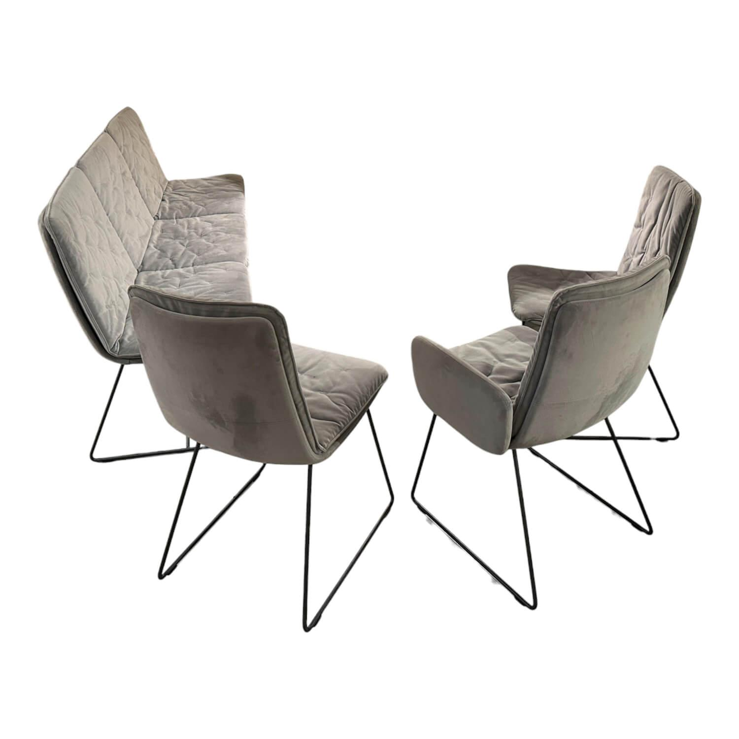 Sitzgruppe Arva Stitch Stoff Seven Dolphine 180 Grau Gestell Metall Anthrazit von KFF
