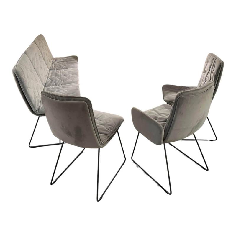 Sitzgruppe Arva Stitch Stoff Seven Dolphine 180 Grau Gestell Metall Anthrazit von KFF