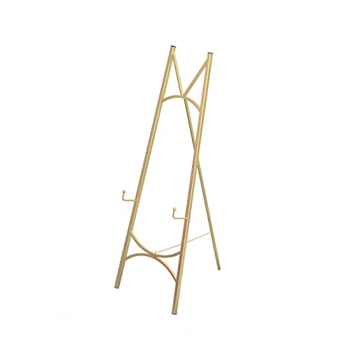 KFGISD, 120/150 cm hoher Staffeleiständer, A-förmige Dreibeinstaffelei aus Metall mit verstellbarem Leinwandhalter, Bodenstaffelei for Hochzeitsschilder, Poster, einfach zusammenklappbar, Gold/Weiß/Sc KFGISD, 120/150 cm hoher Staffeleiständer, A-förmige Dreibeinstaffelei aus Metall mit verstellbarem Leinwandhalter, Bodenstaffelei for Hochzeitsschilder, Poster, einfach zusammenklappbar, Gold/Weiß/Sc von KFGISD
