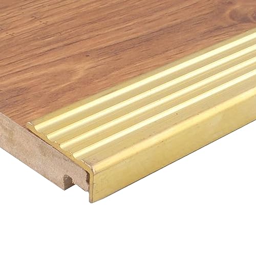 KFGISD, 3/4/5 cm breiter Stufenkantenschutz, goldene Türschwellenleiste, breite, rutschfeste Treppenkantenleiste,Messing-Bodenübergangsleiste(2.9cm (1 1/8") Wide) von KFGISD