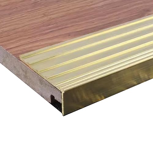 KFGISD, 3/4/5 cm breiter Stufenkantenschutz, goldene Türschwellenleiste, breite, rutschfeste Treppenkantenleiste,Messing-Bodenübergangsleiste(4.4cm (1 3/4") Wide) von KFGISD