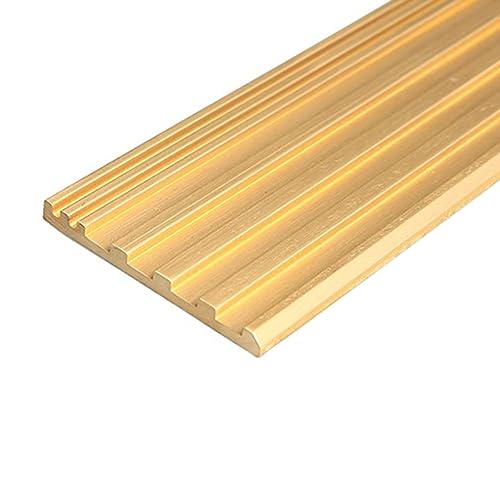 KFGISD, 4 5 cm breiter Messing-Übergangsstreifen, rutschfeste Treppenkantenleisten, geriffelter Treppeneckenschutz,Messing-Bodenübergangsleiste(Flat,1m L x 4cm(1 5/8") Wide) von KFGISD