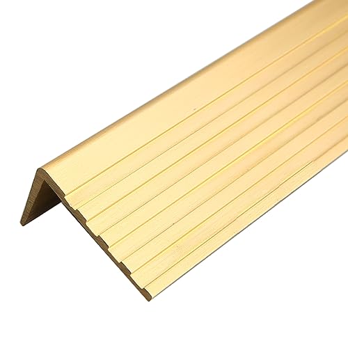 KFGISD, 4 5 cm breiter Messing-Übergangsstreifen, rutschfeste Treppenkantenleisten, geriffelter Treppeneckenschutz,Messing-Bodenübergangsleiste(L Molding,1m L x 4cm(1 5/8") Wide) von KFGISD