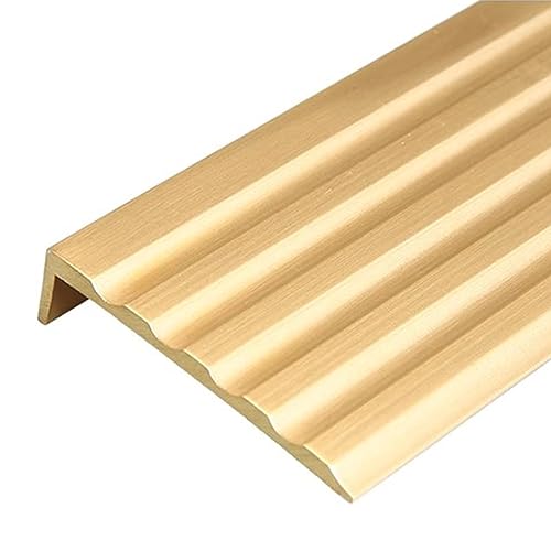 KFGISD, 4 5 cm breiter Messing-Übergangsstreifen, rutschfeste Treppenkantenleisten, geriffelter Treppeneckenschutz,Messing-Bodenübergangsleiste(L Molding,1m Length x 5cm(2") Wide) von KFGISD