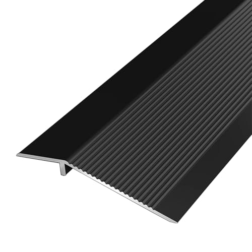 KFGISD, 4-Zoll-Aluminium-Übergangsleiste for unebene Böden, Matte Türschwellenrampen, Kantenprofil for Holzfliesen und Vinylböden,Messing-Bodenübergangsleiste(Black) von KFGISD