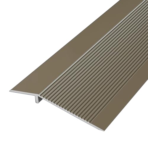 KFGISD, 4-Zoll-Aluminium-Übergangsleiste for unebene Böden, Matte Türschwellenrampen, Kantenprofil for Holzfliesen und Vinylböden,Messing-Bodenübergangsleiste(Champagne) von KFGISD