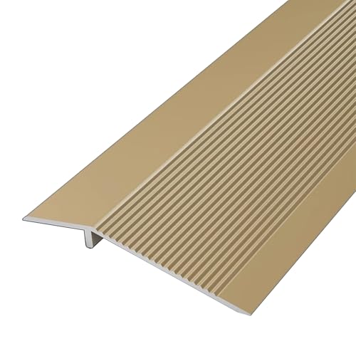 KFGISD, 4-Zoll-Aluminium-Übergangsleiste for unebene Böden, Matte Türschwellenrampen, Kantenprofil for Holzfliesen und Vinylböden,Messing-Bodenübergangsleiste(Gold) von KFGISD