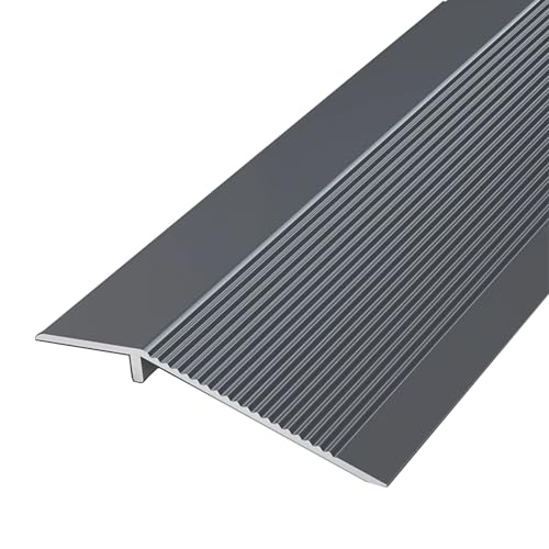 KFGISD, 4-Zoll-Aluminium-Übergangsleiste for unebene Böden, Matte Türschwellenrampen, Kantenprofil for Holzfliesen und Vinylböden,Messing-Bodenübergangsleiste(Grey) von KFGISD