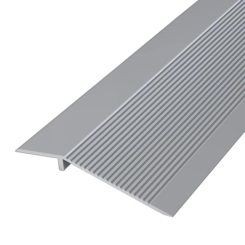 KFGISD, 4-Zoll-Aluminium-Übergangsleiste for unebene Böden, Matte Türschwellenrampen, Kantenprofil for Holzfliesen und Vinylböden,Messing-Bodenübergangsleiste(Silver) von KFGISD
