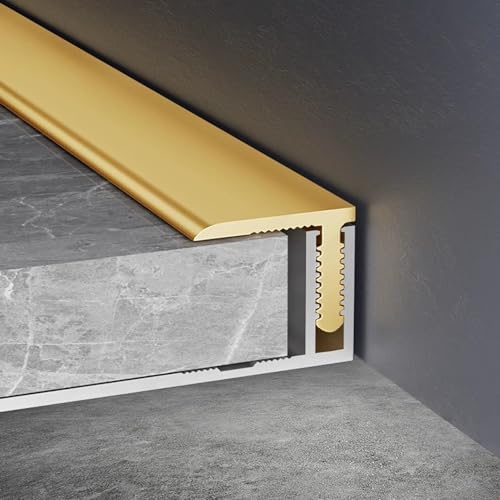 KFGISD, Bodenkantenschutzprofil mit Basis aus Aluminiumlegierung, Abdeckung zur Reparatur von Wandlücken in Wohnräumen,Messing-Bodenübergangsleiste(35 3/8in(0.9m)) von KFGISD