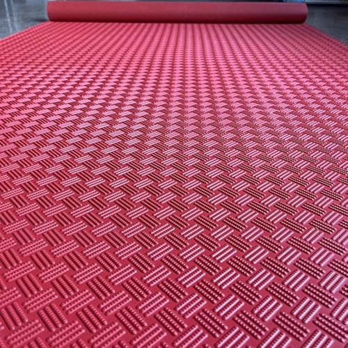 KFGISD, Bodenmatten for Gewerbe/Keller/Schuppen/Wohnmobile, Wiederverwendbare, strapazierfähige Gummimatten, leicht zu schneiden,Gummibodenmatten für Garagen(Red,1.4x4.5m/4.6x14.8ft) von KFGISD