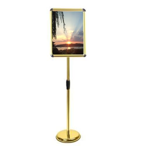 KFGISD, Bodenstehender Schilderständer mit Sockel, geeignet for kommerzielle Einzelhandelsveranstaltungen, 360°-Anzeige, 17,72 x 24,57 Zoll, schwarz,Poster-Display-Ständer(Golden,9.6 * 13.5inch) von KFGISD