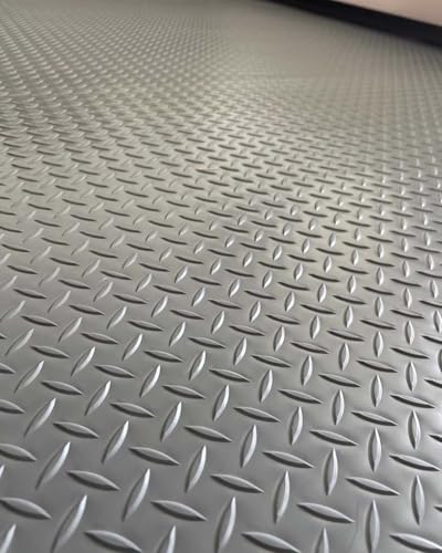KFGISD, Großer Garagenteppich aus Gummi unter dem Auto, verdickte, rutschfeste Anhängerbodenmatte mit Diamantplatte,Gummibodenmatten für Garagen(Grey,1.2x2m/3.9x6.6ft) von KFGISD