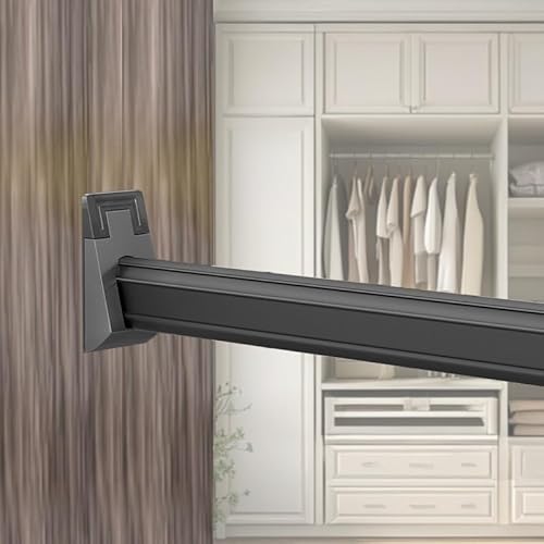 KFGISD, Kleiderschrankstange aus Metall, strapazierfähig, Kleiderstange, Kleiderstange und Beschläge for Schlafzimmer ，Kleiderstange(Black,150cm(59")) von KFGISD