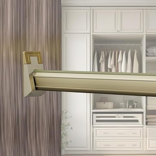 KFGISD, Kleiderschrankstange aus Metall, strapazierfähig, Kleiderstange, Kleiderstange und Beschläge for Schlafzimmer ，Kleiderstange(Champagne,110cm(43 1/4")) von KFGISD