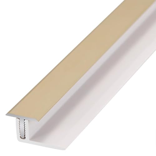 KFGISD, Küchennaht-Dekorleisten mit PVC-Basis, Badezimmer-Wohnzimmer-Flachschwellen-Trennwandabdeckung x2,Messing-Bodenübergangsleiste(Gold,51in(1.3m) x2) von KFGISD