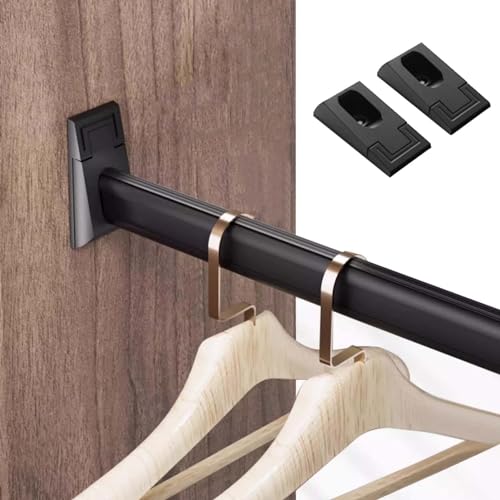 KFGISD, Platzsparende Kleiderbügel-Aufbewahrungsstange mit Endstützen, zusätzliche Garderobenstange aus Metall, 60 70 90 100 110 cm lang ，Kleiderstange(Black,100cm(39 3/8") Length) von KFGISD