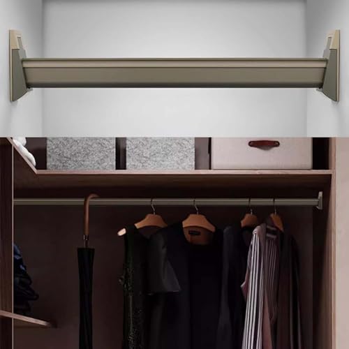 KFGISD, Platzsparende Kleiderbügel-Aufbewahrungsstange mit Endstützen, zusätzliche Garderobenstange aus Metall, 60 70 90 100 110 cm lang ，Kleiderstange(Champagne,120cm(47 1/4") Length) von KFGISD