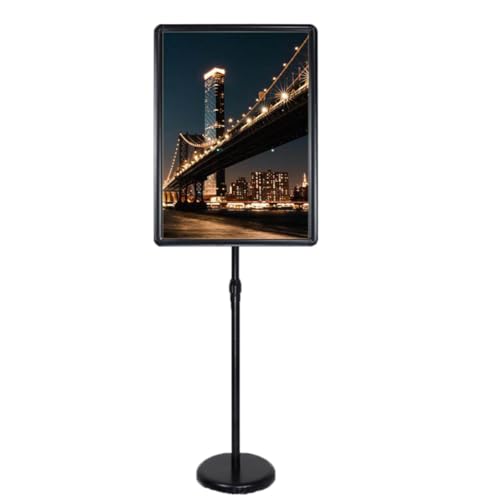 KFGISD, Robuste Bodenhalterung for Schilderständer, Aluminium-Displayrahmen mit Schnappverschluss, 360°-Drehung, 45,7 x 62,1 cm, weiß,Poster-Display-Ständer(Black,17.72 * 24.57inch) von KFGISD
