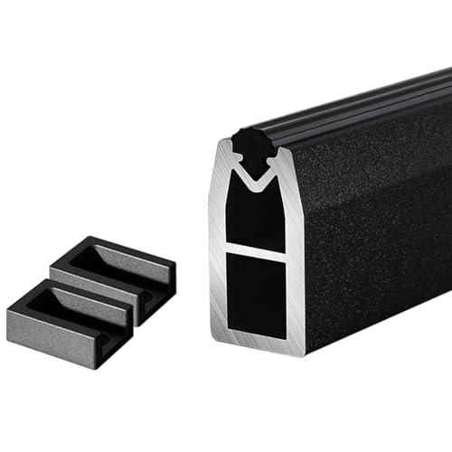KFGISD, Robustes Schrankregal for Geschäft/Küche/Badezimmer, an der Wand montierte Garderobenstange mit Endstützen und Schrauben ，Kleiderstange(Black,90cm(35 3/8") Length) von KFGISD