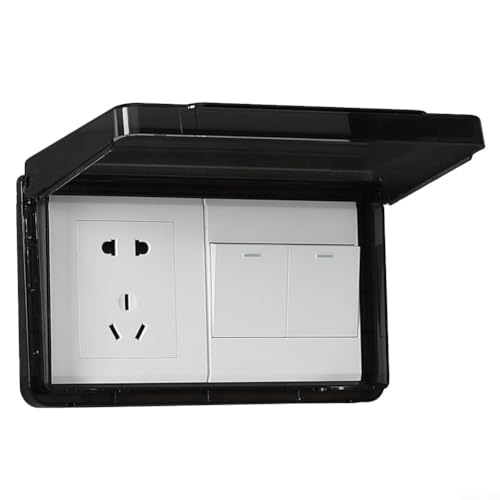KFGISD, Schlanke, wasserdichte Steckdosenabdeckung for die Badezimmerwand, leicht zu öffnen und zu schließen ，Wasserdichte Steckdosenabdeckung(Black) von KFGISD