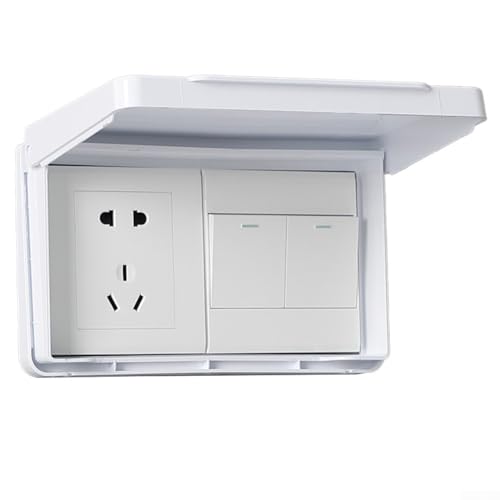KFGISD, Schlanke, wasserdichte Steckdosenabdeckung for die Badezimmerwand, leicht zu öffnen und zu schließen ，Wasserdichte Steckdosenabdeckung(White) von KFGISD