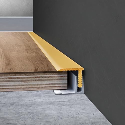 KFGISD, Türübergangsrampen mit Basis aus Aluminiumlegierung, Kantenschutz for Bodenrisse, anpassbar,Messing-Bodenübergangsleiste(35 3/8in(0.9m)) von KFGISD
