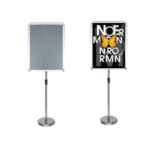 KFGISD, Verstellbarer Plakatständer mit robustem Sockel for vertikale und horizontale Ansicht, Schildhalter for Schilder, Poster 17,72 * 24,57 Zoll schwarz ,Poster-Display-Ständer(Silver,17.72*24.57in von KFGISD